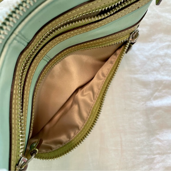 Coach Blue & Green Leather Zippered Crossbody Purse - Picture 8 of 10